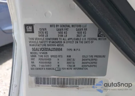 2010 Buick Enclave Cxl z USA, uszkodzony, nr VIN 5GALVCED3AJ259994